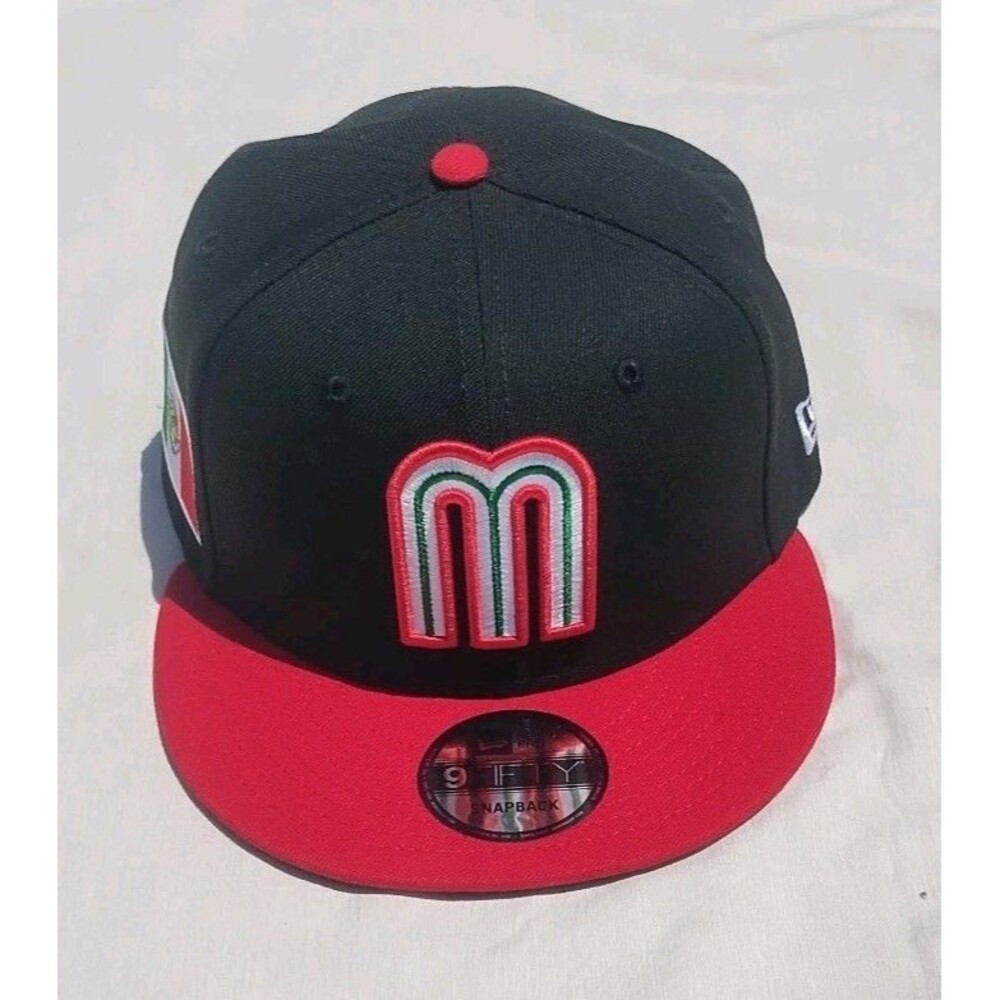 New Era Mexico Flag M Logo Baseball Hat 9Fifty Snapback Black Red Green NEW